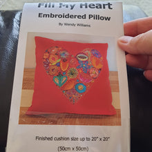 Load image into Gallery viewer, Fill My Heart Embroidered Pillow Starter Kit & Pattern by Wendy Williams