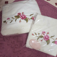 Load image into Gallery viewer, Ladies Rose Embroidered Bath Towel