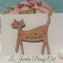 Load image into Gallery viewer, Le Jardin Pink Cat - Wood Button
