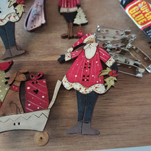 Load image into Gallery viewer, Holly Santa decorative Christmas Brooch - RED