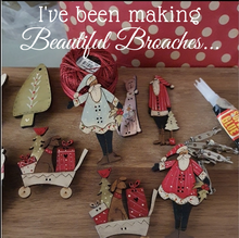 Load image into Gallery viewer, Holly Santa decorative Christmas Brooch - CREAM