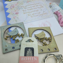 Load image into Gallery viewer, Embroidery Thread Holder - SAGE GREEN BIRD