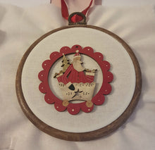 Load image into Gallery viewer, Scalloped Santa in Sled with Presents & Tree Wood Christmas Decoration