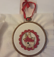 Load image into Gallery viewer, Scalloped Santa in Sled with Presents & Tree Wood Christmas Decoration