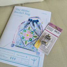 Load image into Gallery viewer, The Blithe Bucket Bag Pattern & Blue TILDA Hometown Fabric Pack