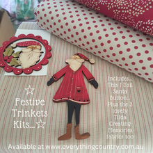 Load image into Gallery viewer, Festive Trinkets Pattern & 12cm Wood Santa Button Set