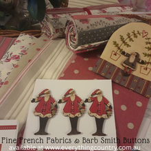 Load image into Gallery viewer, Holly Santa- wood button RED