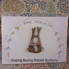 Load image into Gallery viewer, Kissing Bunny Rabbit Buttons by Barb Smith Designs