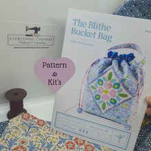 Load image into Gallery viewer, The Blithe Bucket Bag Pattern & Blue TILDA Hometown Fabric Pack