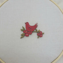 Load image into Gallery viewer, Red Robin in Blossom - Hand painted wood button