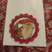 Load image into Gallery viewer, Scalloped Santa Face with Holly - Christmas Decoration