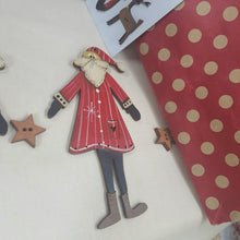 Load image into Gallery viewer, 12cm Big hand-painted wood Santa Decorations by Barb Smith of Theodora Cleave Designs.