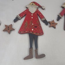 Load image into Gallery viewer, 12cm Big hand-painted wood Santa Decorations by Barb Smith of Theodora Cleave Designs.