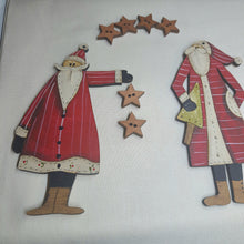 Load image into Gallery viewer, 12cm Big hand-painted wood Santa Decorations by Barb Smith of Theodora Cleave Designs.