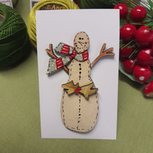 Load image into Gallery viewer, Tall Snowman Wood Button