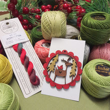 Load image into Gallery viewer, Scalloped Reindeer "Deer Friends" in a Scallop Wood Christmas Decoration