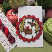 Load image into Gallery viewer, Scalloped Reindeer "Deer Friends" in a Scallop Wood Christmas Decoration