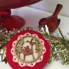 Load image into Gallery viewer, Scalloped Reindeer "Deer Friends" in a Scallop Wood Christmas Decoration