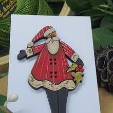 Load image into Gallery viewer, Holly Santa decorative Christmas Brooch - RED
