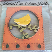 Load image into Gallery viewer, Embroidery Thread Holder - ORANGE &amp; YELLOW BIRD
