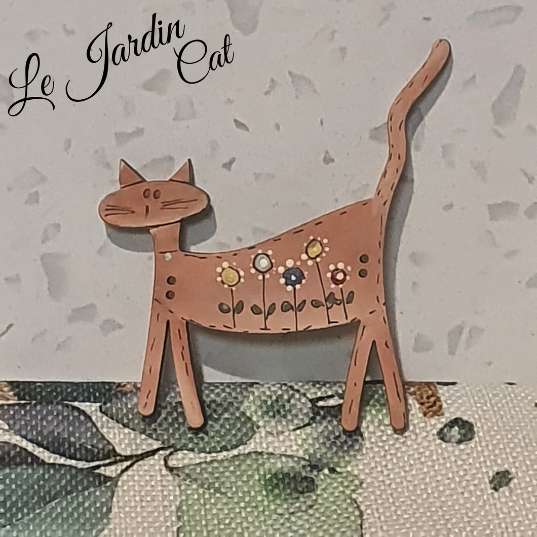 Le Jardin Pink Cat - Wood Button