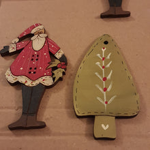 Load image into Gallery viewer, Holly Santa decorative Christmas Brooch - CREAM
