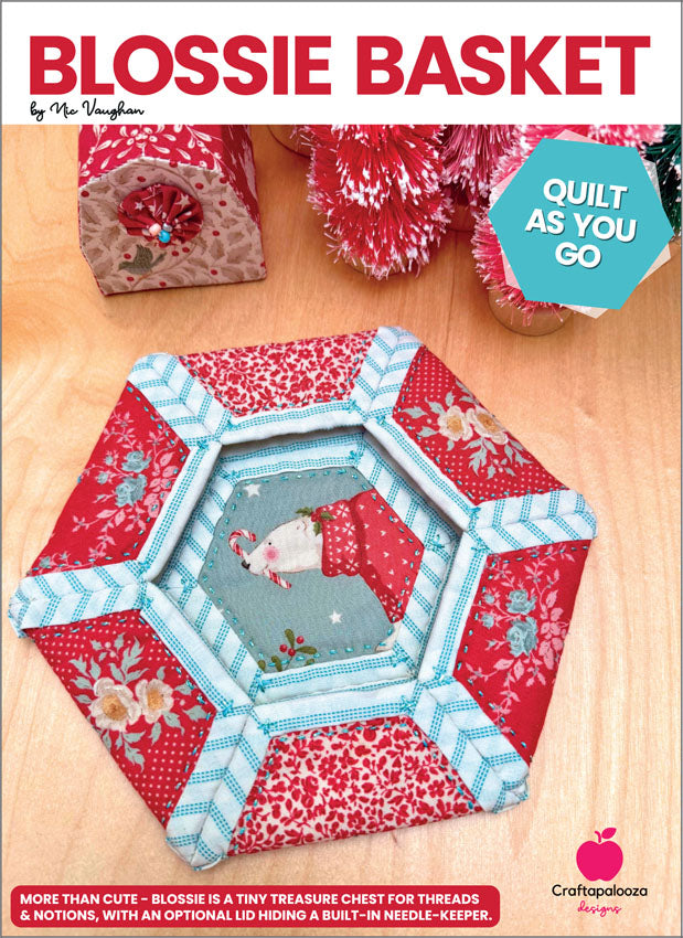 Blossie Basket CHRISTMAS PATTERN COVER & Quilt As You Go Acrylic Templates by Craftapalooza Designs