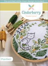 Load image into Gallery viewer, Purrfect Pussy Cat embroidery pattern and Pre-Printed Linen by Cinderberry Stitches
