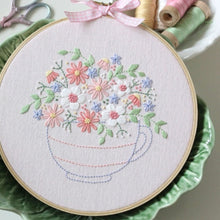 Load image into Gallery viewer, Tea-time Posy Embroidery Pattern and Pre-Printed Linen by Molly and Mama

