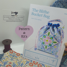 Load image into Gallery viewer, The Blithe Bucket Bag Pattern &amp; Blue TILDA Hometown Fabric Pack
