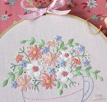 Load image into Gallery viewer, Tea-time Posy Embroidery Pattern and Pre-Printed Linen by Molly and Mama
