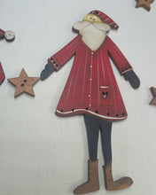 Load image into Gallery viewer, 12cm Big hand-painted wood Santa Decorations by Barb Smith of Theodora Cleave Designs.
