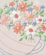 Load image into Gallery viewer, Tea-time Posy Embroidery Pattern and Pre-Printed Linen by Molly and Mama
