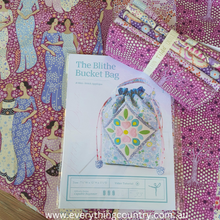 Load image into Gallery viewer, The Blithe Bucket Bag Pattern &amp; Grape/Purple TILDA Hometown Fabric Packs
