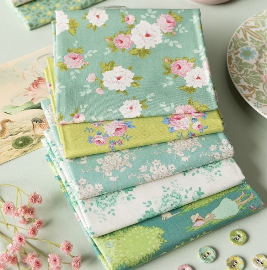 Tilda Sunday Brunch Fat Quarter Pack Lime Teal