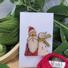 Load image into Gallery viewer, &quot;Just Us&quot; Wood Santa &amp; Snowman Button
