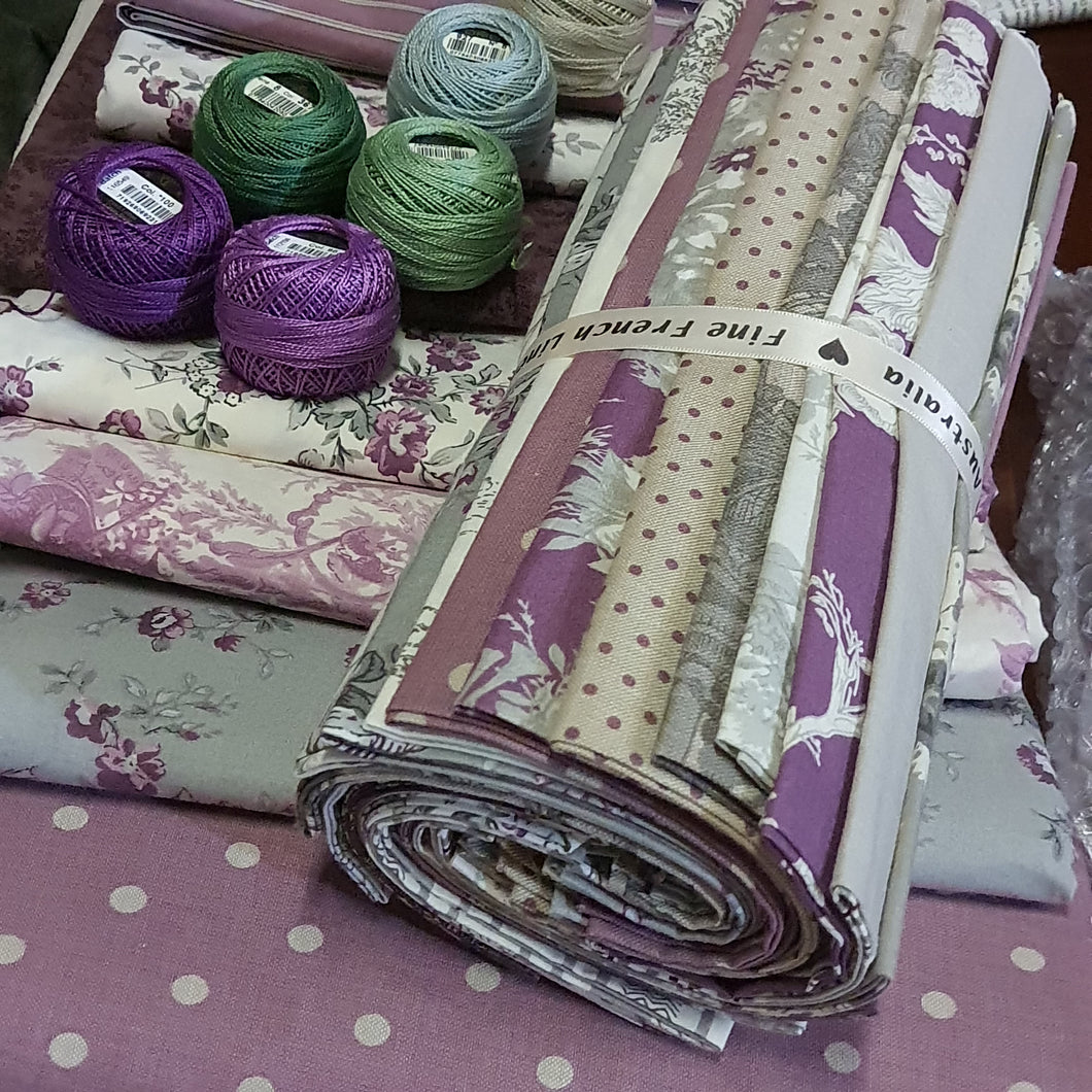 Fine French Fabrics - 20 Fat Quarters, Super Bundle of PURPLE'S