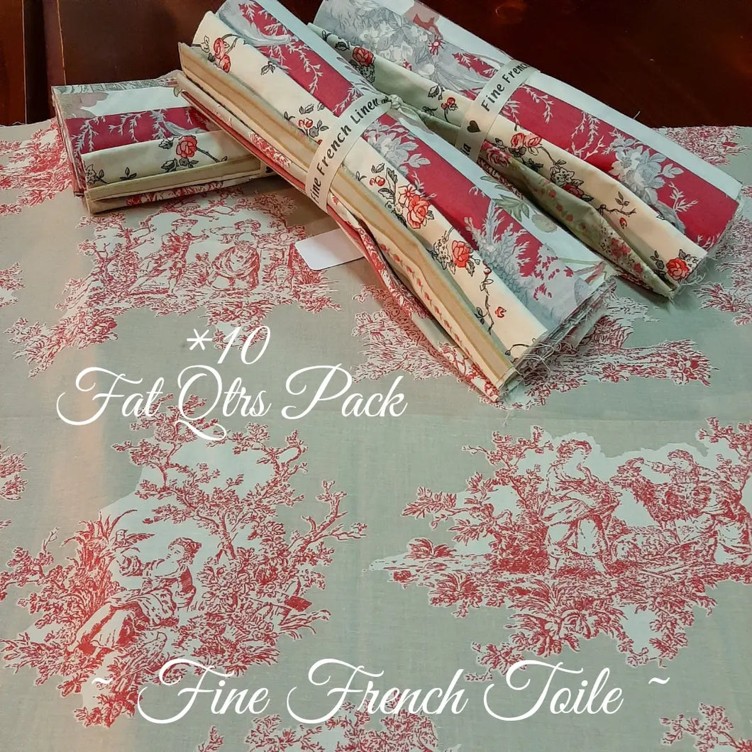 Fine French Fabrics - 10 Fat Quarters Pack RED