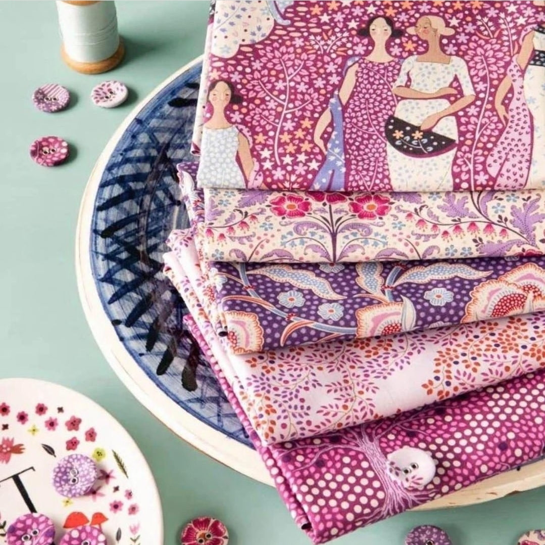 The Blithe Bucket Bag Pattern & Purple TILDA Hometown Fabric Options ...